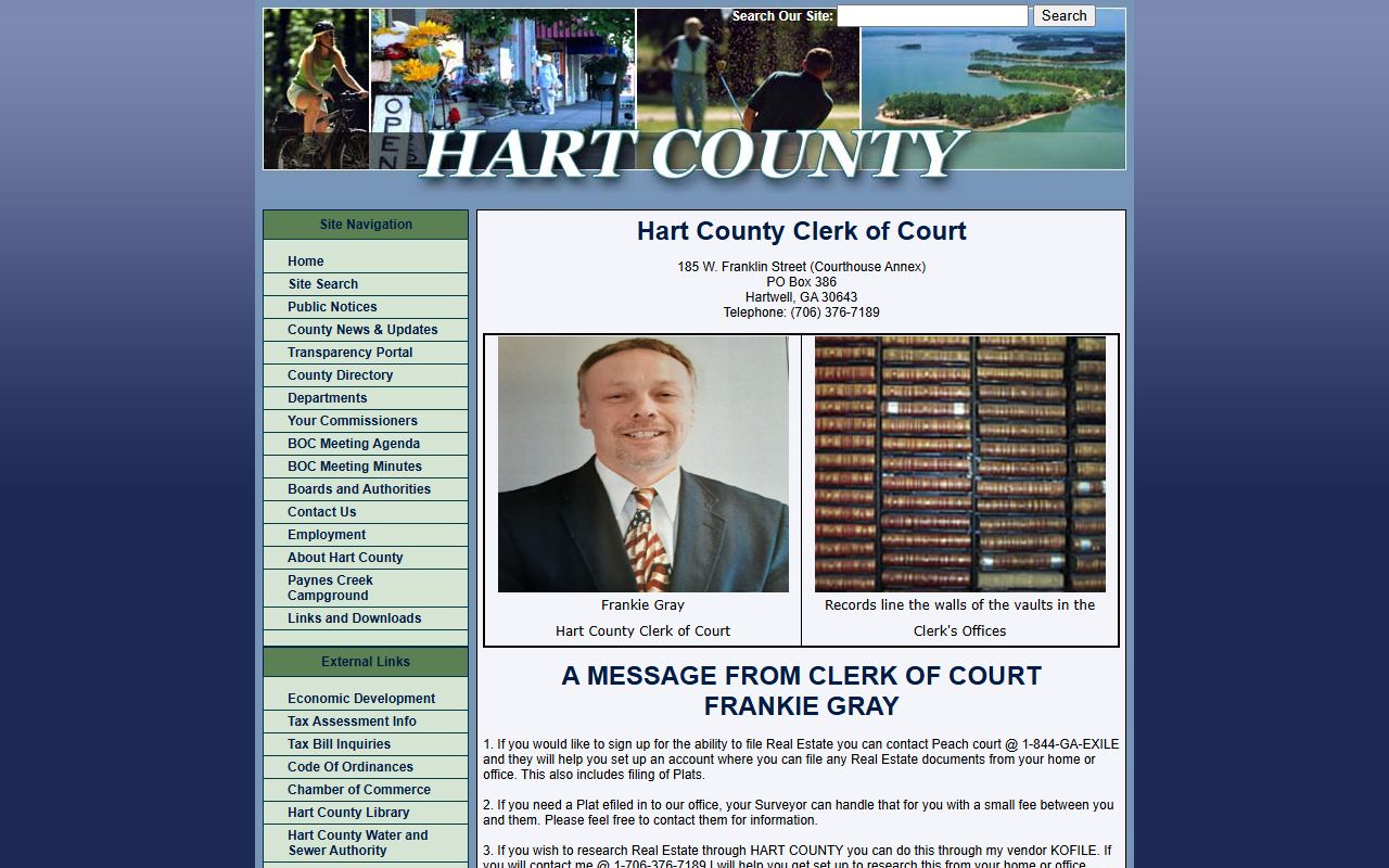 Hart County Clerk of Superior Court records office