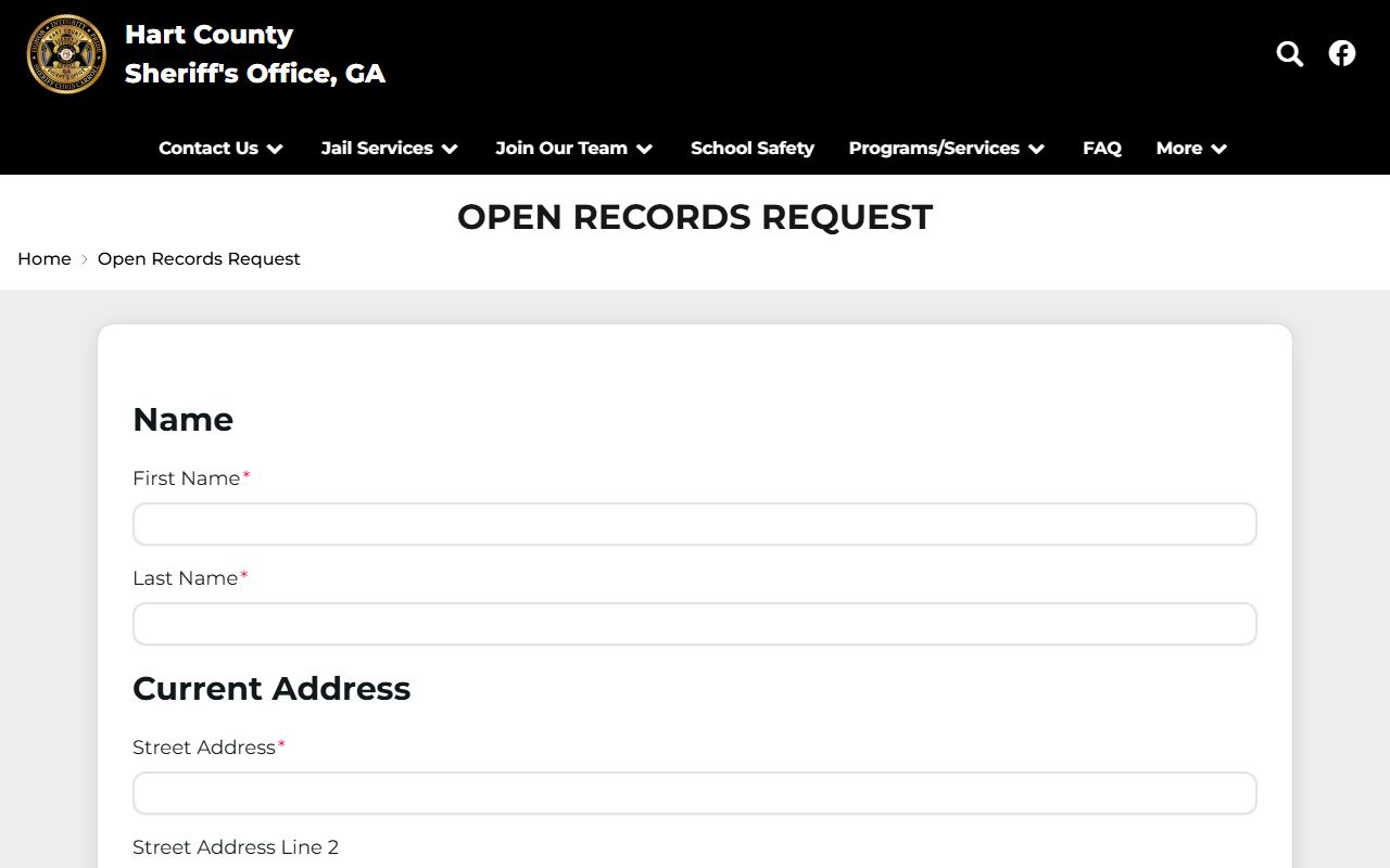 Hart County arrest records open records request form