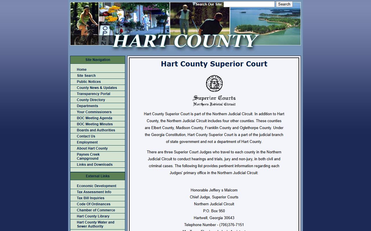 Hart County court dockets Superior Court page