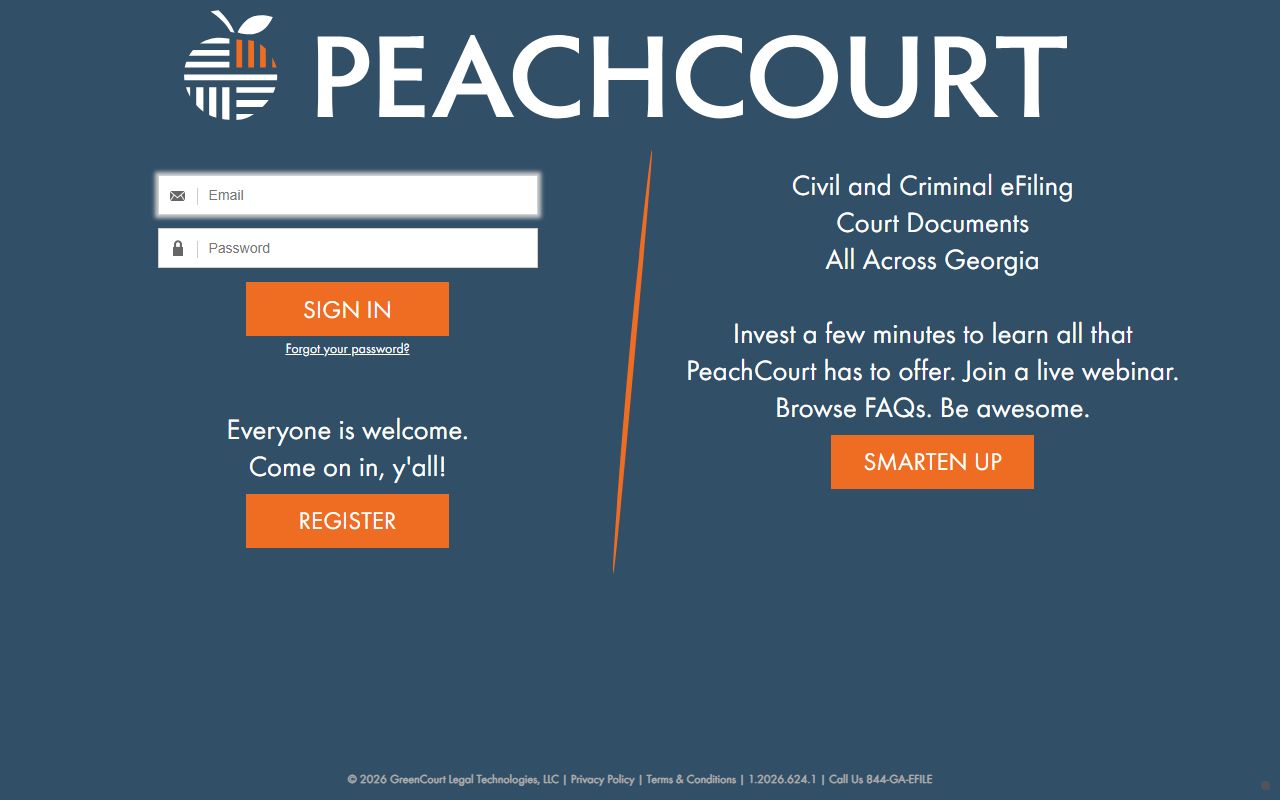 Hart County court records PeachCourt civil eFiling screen