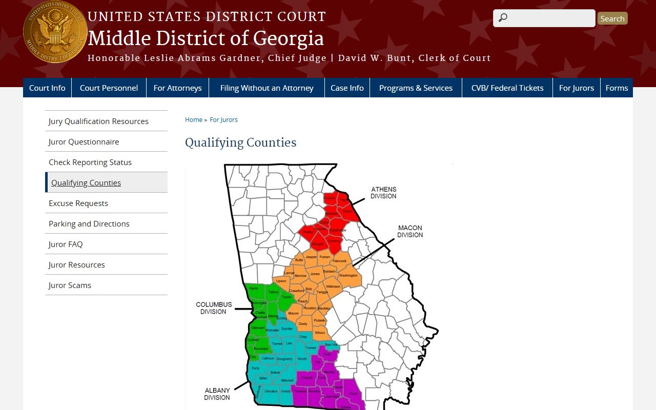 Hart County federal court records Middle District qualifying counties