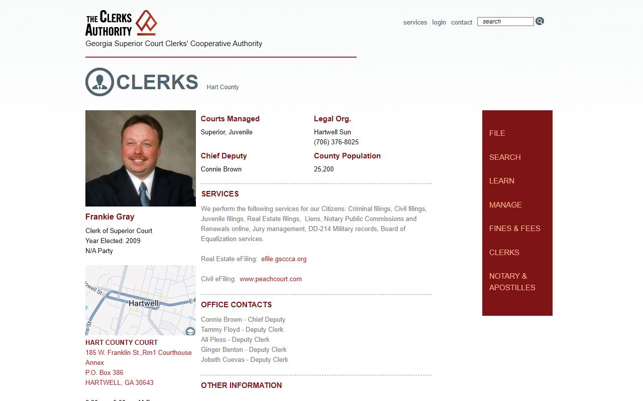 Hart County court records GSCCCA clerk profile