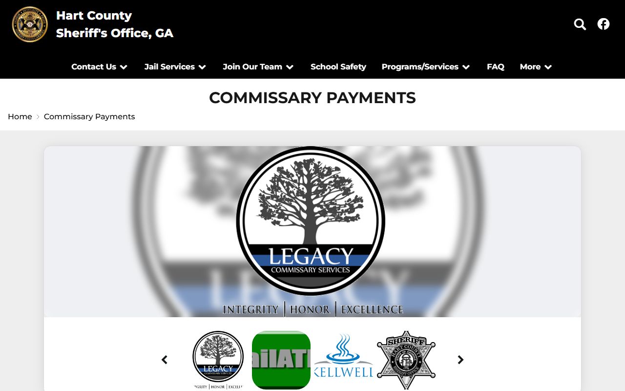 Hart County inmate records commissary payments