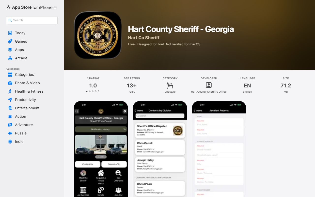 Hart County marriage and divorce records sheriff Apple app listing