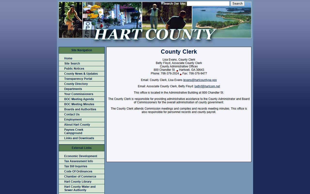 Hart County probate records County Clerk administrative page