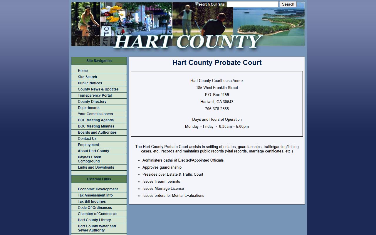 Hart County traffic court records Probate Court traffic role